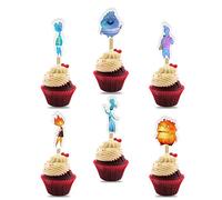 Elemetal Cupcake Topper Decoration - Fire, Water, Earth, Air Theme Party Supplies for Birthday, Movie Night, Cake Decor, Fantasy Party Favor, Element Theme Decorations