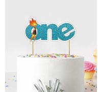 Elemetal One Cake Topper Decoration - 1st Birthday Party Supplies for Boy or Girl - Fire Water Earth Air Theme First Birthday Cake Topper - Elemental Movie Inspired Party Decor