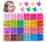 EleMirsa 96pcs Baby Girl Hair Clips 24 Multicolors Colors Mini Hair Claw Clips Small Tiny Butterfly Claw Clips in Organizer Box Hair Accessories Clips