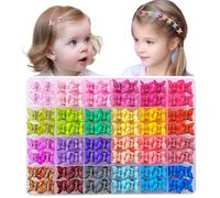 EleMirsa 96pcs Baby Girl Hair Clips 24 Multicolors Colors Mini Hair Claw Clips Small Tiny Butterfly Claw Clips in Organizer Box Hair Accessories Clips