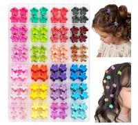 EleMirsa 96pcs Baby Girl Hair Clips - 24 Multicolors Mini Flower Claw Clips in Organizer Box