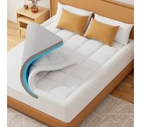 ELEMUSE 4inch Dual Layer Memory Foam Mattress Topper Kingsize Bed with Bamboo Pillow Top Cover, OEKO-TEX & CertiPUR-US (King 150x200cm,10cm)