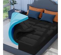 ELEMUSE Black Memory Foam Mattress Topper with Fluffy Pillow Top Cover, Mattress Topper Kingsize Bed for Back Pain Relief, with OEKO-TEX & CertiPUR-US (King-150x200cm)