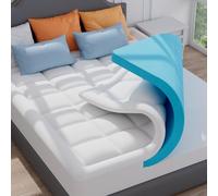 ELEMUSE Dual-layer Memory Foam Mattress Topper with Bamboo Pillow Top Cover for Back Pain Relief, with OEKO-TEX & CertiPUR-US (Super King 180x200cm,7cm)