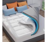 ELEMUSE Dual-layer Memory Foam Mattress Topper with Bamboo Pillow Top Cover for Back Pain Relief, with OEKO-TEX & CertiPUR-US (Super King 180x200cm,10cm)