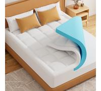 ELEMUSE Firm Mattress Topper Super King Bed with Washable Cover- Hard Mattress Topper for Back Pain Relief, OEKO-TEX & CertiPUR-US (Superking Size-180x200cm)