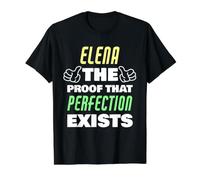 Elena The Proof that Perfection Exists Funny Elena Name Value Graphic T-Shirt, Men, Black, L