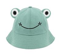 Elenint Women's Sun Hat Unisex Adult Cotton Bucket Hat Cute Frog Fisher Hat Summer Beach Sun Hat UV Protection Headwear Multicoloured, Blue Green Frog, One Size