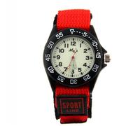 ELEOPTION Water Resistance Analog Quartz Beige Dial With Fabric Canvas Band Luminous Military Teenager Unisex Adult Wrist Watch for Boys Girls Student (Red)