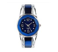 ELEOPTION Women Bangle Watch Bracelet Quartz with Rhinestone Round Dial Stainless Steel Band Cuff Watches with Womens Wrist Watch Box, Blue, Fashion