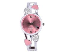 ELEOPTION Women Bangle Watch Bracelet Quartz with Rhinestone Round Dial Stainless Steel Band Cuff Watches with Womens Wrist Watch Box, Pink, Fashion