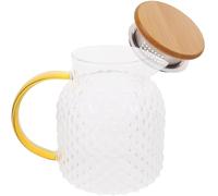 ELEOUTI 1000ml Glass Water Pitcher with Large Handle and Stainless Steel Lid, Teapot for Cold Tea and Water, Easy to Store, for Entertain Guests the Party