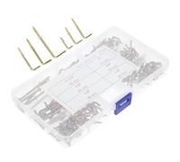 ELEOUTI 120pcs Golden Copper-Plated Right Angle L Hooks Self-Tapping Screws Carbon Steel Mini Hooks for Hanging Objects from Walls and Light-Duty Applications