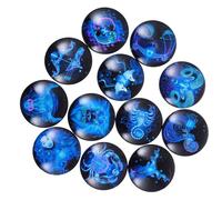 ELEOUTI 12pcs Glass Fridge Magnet Stickers with Unique Zodiac Designs, Blue Magnetic Decals for Fixing Documents and Notes on Fridge Or Whiteboard, Easy to Use Home Decorations