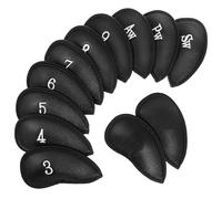 ELEOUTI 12pcs Golf Club Head Covers with Pu Material and Snug Secure Fit, Stylish Black Golf Iron Covers for Club Identification and Protection the Course