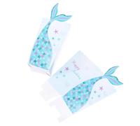 ELEOUTI 18pcs Mermaid Tail Popcorn Boxes for Birthday Parties, Blue White Paper Snack Containers with Compression Resistance, for Movie Night and Party Treats