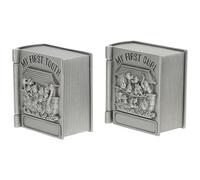 ELEOUTI 2 Pcs Babies Teeth Containers Metal First Tooth Boxes with Lovely Animal Patterns Practical Protective Keepsake for Christmas and New Year