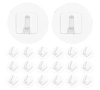 ELEOUTI 20 Pcs Adhesive Wall Hooks for Bathroom and Hand Towel Hanging, Plastic Strong Sticky Hooks with Simple Shape, Convenient to Install and Wide Uses for Home Walls