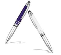 ELEOUTI 2pcs Black Ballpoint Pens with Stylus Tip and LED Flashlight, Metal Clip-on Design, Multi-functional for Painting and Study, Practical Professional Look