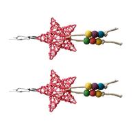 ELEOUTI 2pcs Pet Woven Star Shape Creative Design Reduces Boredom Reduces Stress Rattan Metal Pendant for Staying in The Cage Parrot Small Birds