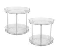ELEOUTI 2pcs round Kitchen Spice Holder with 2-layer Two-tier Design, Plastic Rotatable Seasoning Bottle Rack for Organizing Items with Ample Storage Space, Sleek Modern Style for Kitchen