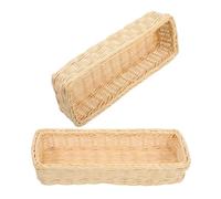 ELEOUTI 2pcs White Wicker Basket for Storage, Woven Food Basket Made of Pe Material with Simple and Elegant Design, Versatile Usage for Dining Room and Bathroom Utensil Storage
