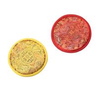 ELEOUTI 2pcs Yoga Bowl Tibetan Singing Bowl Pad Fine Workmanship Hand Stitched Red Cloth Mat Simple Design Buddhism Ritual Instruments Sound Therapy Accessories