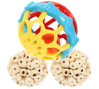 ELEOUTI 3 Pcs Plant Bird Balls Parrot Chew Entertainment Can Be Rolled Rubber Grinding Beak Balls Cage Accessories for Parrots Small Animals Random Color