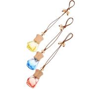 ELEOUTI 3pcs Small Glass Essential Oil Bottles Empty Refillable Car Bottle Pendant with Hanging Design for Aromatherapy and Car Decor Random Color