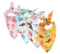 ELEOUTI 4pcs Lightweight Cloth Pet Bandanas with Peach Dinosaur Pattern, Comfortable Material, Stylish Triangle Scarves for Pets in Summer Costume