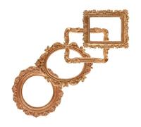 ELEOUTI 4pcs Mini Vintage Photo Frame in Golden Resin with Ornate Classic Design, Versatile Decor Piece for Gallery Wall and Bedrooms, Timeless Artistic Retro Style with Enduring Quality