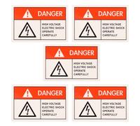 ELEOUTI 5 Pcs Waterproof Electrical Warning Stickers Paper Sticker Labels with Easy to Peel Adhesive for Offices and Homes Safety Signs