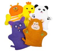 ELEOUTI 5pcs Bathing Mitt Shower Gloves for Babies and Cartoon Fruit-Shaped Design Practical Cotton Material Removes Dead Skin Cells for Bath Time and Shower Random Style