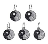 ELEOUTI 5pcs Round Zinc Alloy Dog Id Tags for Puppies with Hanging Tag Function and Stylish Design, Laser Engraved Pet Name Plaques for Dog Collar Identification