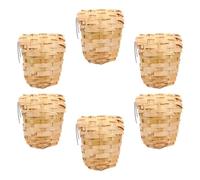 ELEOUTI 6pcs Bamboo Woven Bird Nests with Hooks Easy to Hang Rustic Style Bird Houses outside Your Home and Hooked on Your Porch