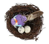 ELEOUTI Artificial Bird Nest for Garden Decor with Eggs Realistic Appearance for Decorating Gardens and Photo Props with Artificial Bird Statue Random Color