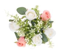 ELEOUTI Artificial Flower Candle Ring with Silk Roses, Rustic Delicate Wreath, Easy to Place and Not Easy to Break, for Creative Photos and Birthday Decorations
