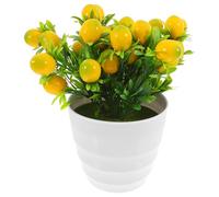 ELEOUTI Artificial Lemon Bonsai Plant with Yellow Faux Fruit, Miniature Plastic and Foam Potted Tree for Home Decor, Versatile Low Maintenance Decoration for Living Room and Table