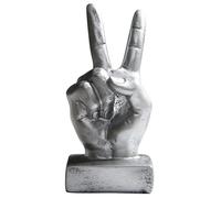 ELEOUTI Beautiful Resin Ornament Victory Gesture for Silver Sculpture for Graduations Home and Office Decor, Desktop Suitable Car Decoration