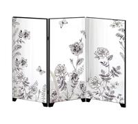 ELEOUTI Black Acrylic Mini 3 Panel Chinese Folding Screen Mirror Divider | Freestanding, Collapsible Build, 3D Embossed Gloss, Vintage Antique Style, Privacy, Bookshelf or Dorm Use