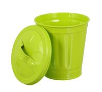 ELEOUTI Creative Small Waste Storage Bin Iron Green with Lid for Tabletop
