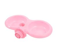 ELEOUTI Double Bowls Hanging Dog Water Bowls Plastic Space-saving Feeder Pink Design for Kennel and Pet Cage