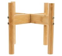 ELEOUTI Elevated Bamboo Pet Food Bowl Stand for Dogs and Cats, Raised Riser Providing Best Feeding Posture, Suitable for Household and Pet Feeder Use, Khaki Detachable Holder