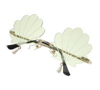 ELEOUTI Frameless Sunglasses Creative Chic Style Seashell Shaped Decorative PC Material Unique Cool Glasses for Teens and Adults Party Eyewear for Daily Use and Vacation