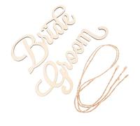 ELEOUTI Hanging Decor Beige Wooden with Hollow-Out Letter Design 2pcs Synthetic Material Decorative Ornaments, for Home and Photo Prop Use