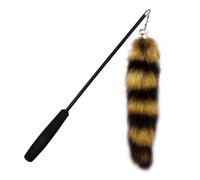 ELEOUTI Interactive Cat Teasing Telescopic Kitten Teaser with Brown Leather Handle, Designed to Activate Hunting Instincts and Enhance Bonding with Pets at Home