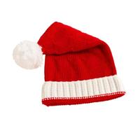 ELEOUTI Knitted Hat Warm Wool Lining Christmas with Pom Pom for Adults Great Elasticity, Red and White Design, for Winter Holidays and Making Gingerbread Houses