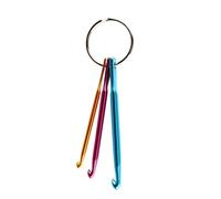 ELEOUTI Mini Aluminum Crochet Hook Set Emergency Craft Tools with Keychain 3pcs Portable Knitting Needles 3mm 4mm 5mm for Travelling