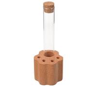 ELEOUTI Pet Memorial Keepsake Bottle Cat Whiskers Collector Glass Storage with Lid and Base Wooden Decorative Piece Assorted Color for Memorial Display in Room