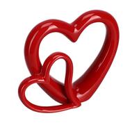 ELEOUTI Portable and Easy to Clean Ceramic Heart Ornaments with A Romantic Bright Red Heart Shape for Office or Anniversary Decoration as Unique Crafts Decor
